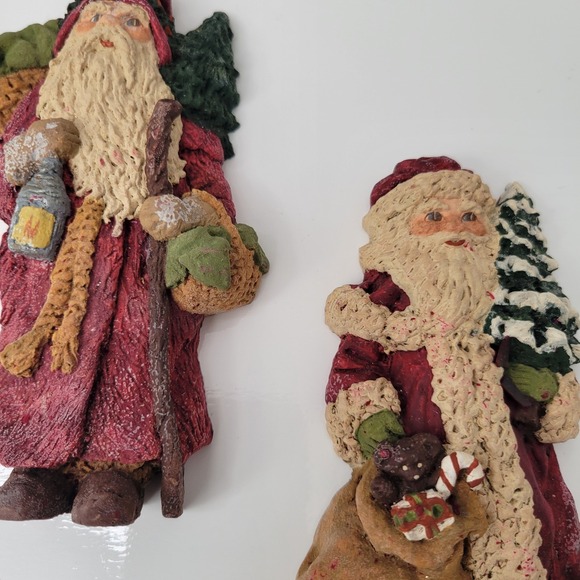 Set 2 Vintage 80s June McKenna Santa Claus Figurine Christmas Tree ShelfSitter - Picture 4 of 14